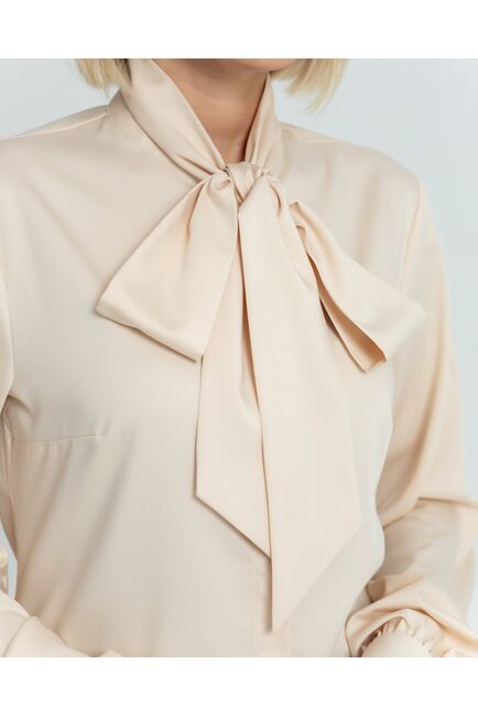 Женская блузка бежевая с бантом - 8378 от byME 