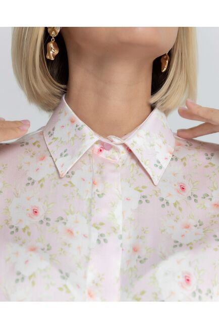 Женская рубашка под пуговицы принт розы - 8380 от byME 