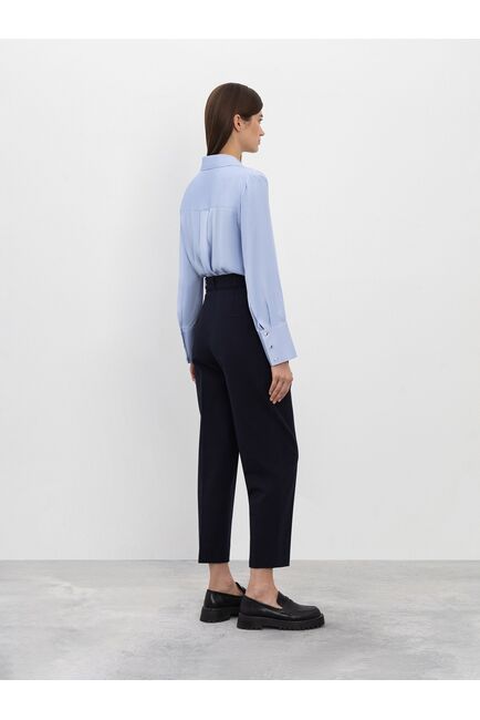 Укороченные женские брюки-бананы тёмно-синие от byME 