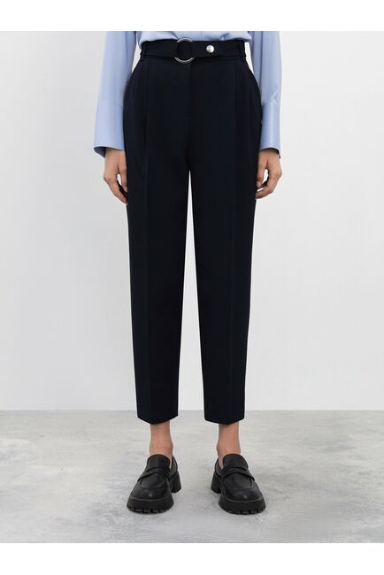 Укороченные женские брюки-бананы тёмно-синие от byME 