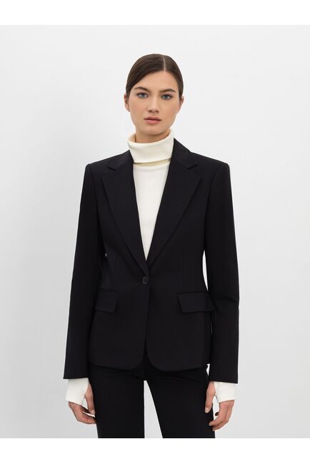 Однобортный чёрный жакет из плотного хлопка от byME 