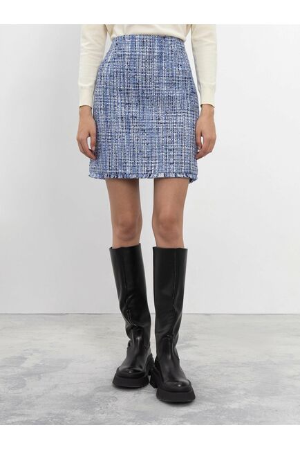Юбка-мини голубая из ткани букле от byME 