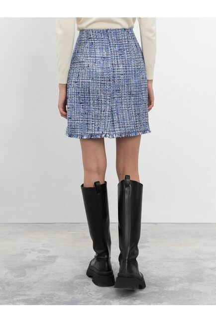 Юбка-мини голубая из ткани букле от byME 
