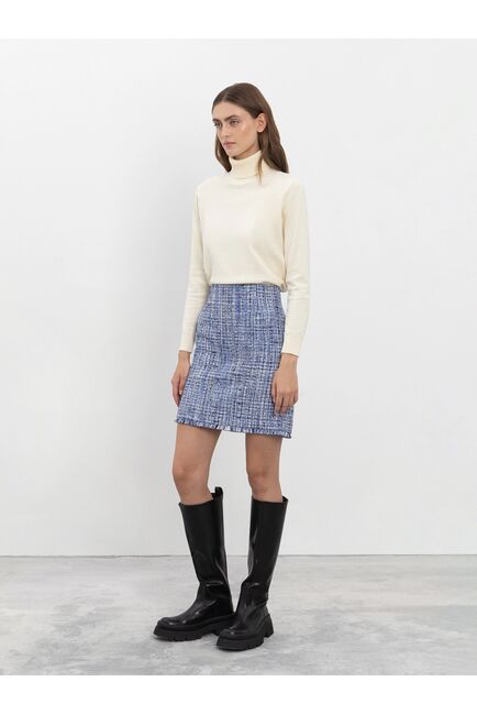 Юбка-мини голубая из ткани букле от byME 