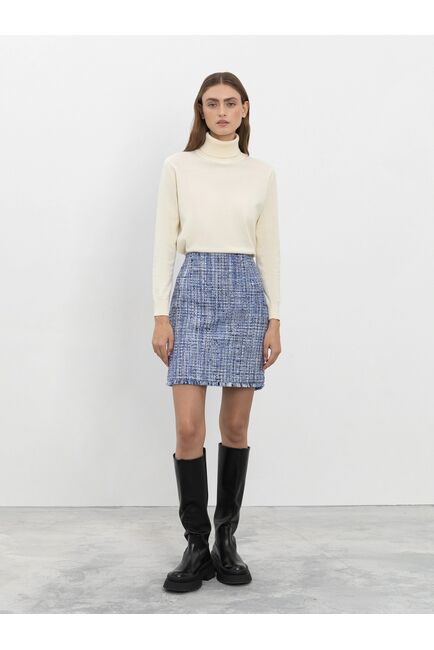 Юбка-мини голубая из ткани букле от byME 