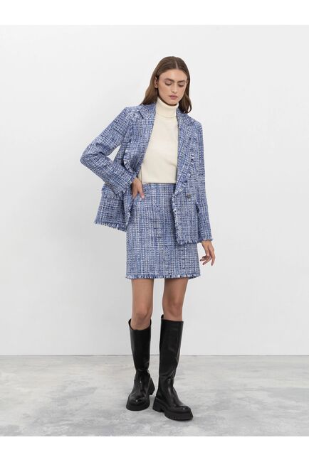 Юбка-мини голубая из ткани букле от byME 