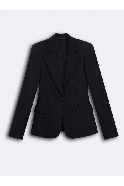 Однобортный чёрный жакет из плотного хлопка от byME 