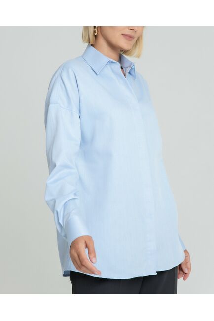 Женская рубашка с универсальным манжетом голубая из фактурной ткани - 8360 от byME 