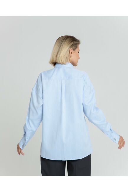 Женская рубашка с универсальным манжетом голубая из фактурной ткани - 8360 от byME 