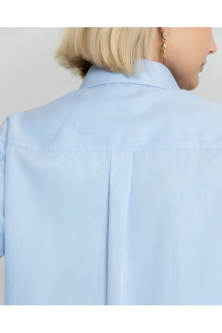 Женская рубашка с универсальным манжетом голубая из фактурной ткани - 8360 от byME 