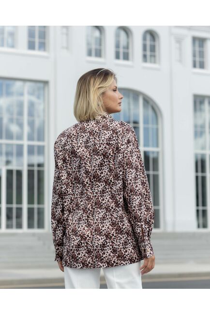 Женская рубашка с универсальным манжетом принт леопард - 8364 от byME 