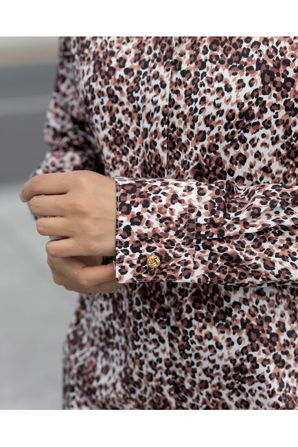 Женская рубашка с универсальным манжетом принт леопард - 8364 от byME 