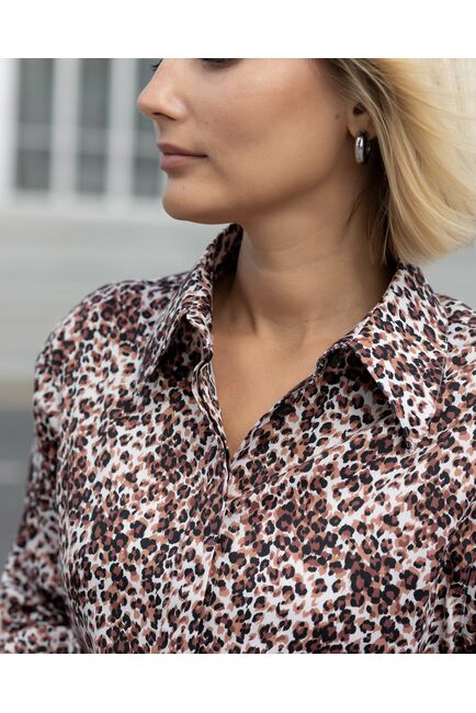 Женская рубашка с универсальным манжетом принт леопард - 8364 от byME 