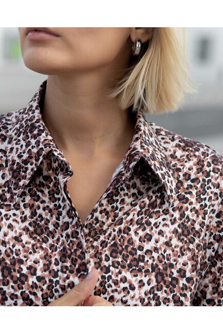 Женская рубашка с универсальным манжетом принт леопард - 8364 от byME 