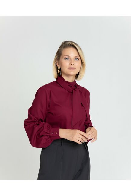 Женская блузка вишневая с бантом - 8377 от byME 