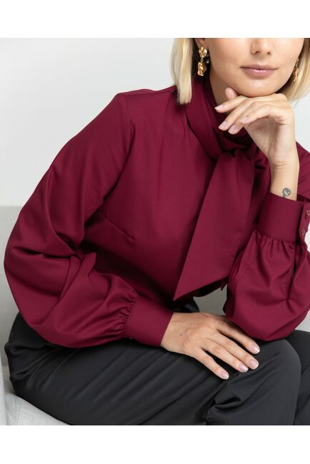 Женская блузка вишневая с бантом - 8377 от byME 
