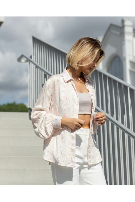 Женская рубашка под пуговицы принт розы - 8380 от byME 