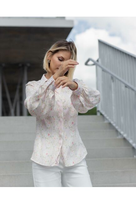 Женская рубашка под пуговицы принт розы - 8380 от byME 