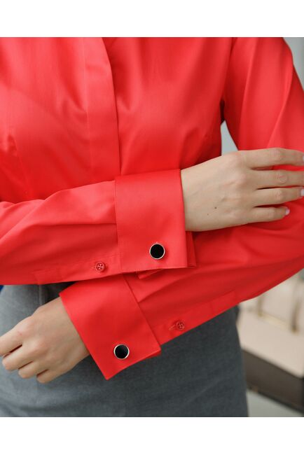 Женская рубашка под запонку коралловая  - 8389 от byME 