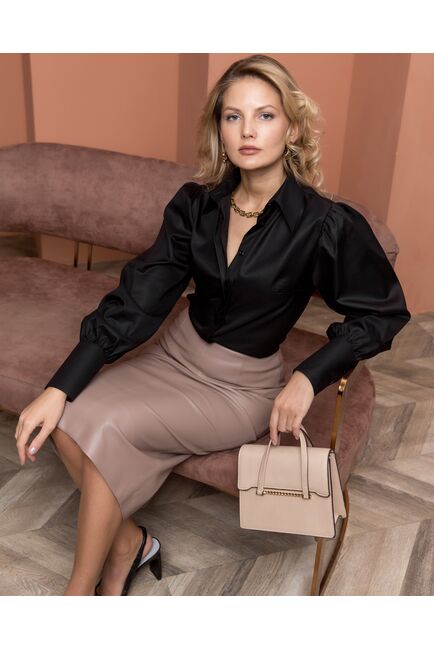 Женская рубашка с супатной застежкой черная - 8393 от byME 