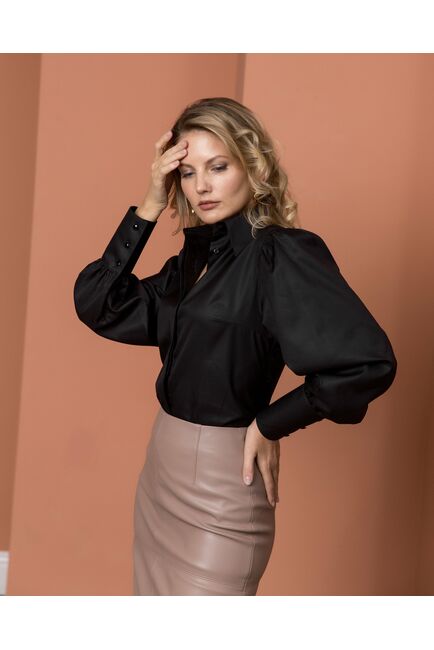 Женская рубашка с супатной застежкой черная - 8393 от byME 