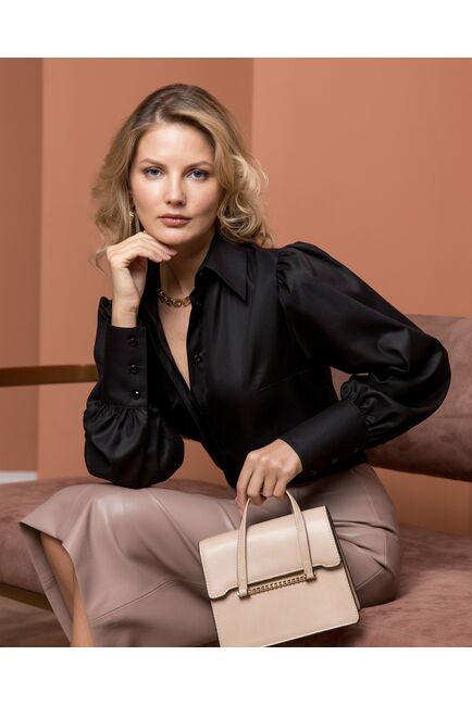 Женская рубашка с супатной застежкой черная - 8393 от byME 