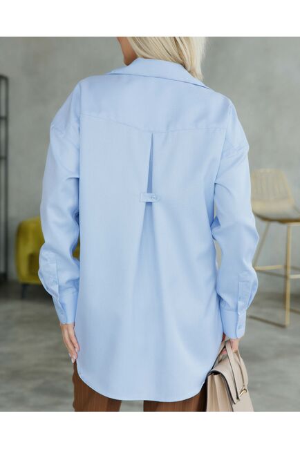 Женская рубашка в оверсайз силуэте с карманами голубая - 8401 от byME 