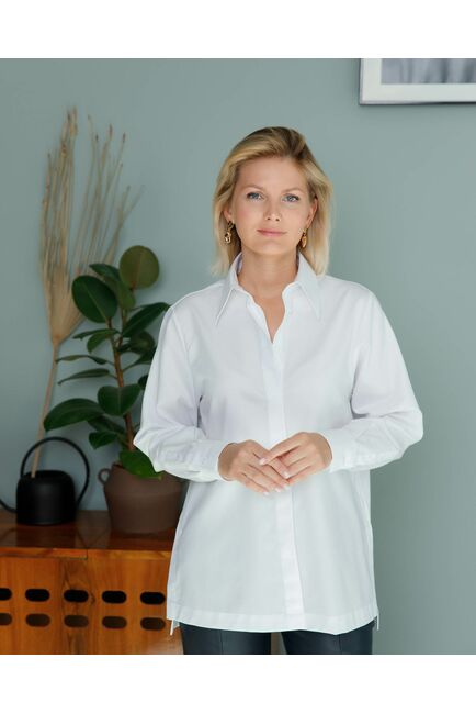 Женская рубашка  с пуговицами на боках белая - 8407 от byME 