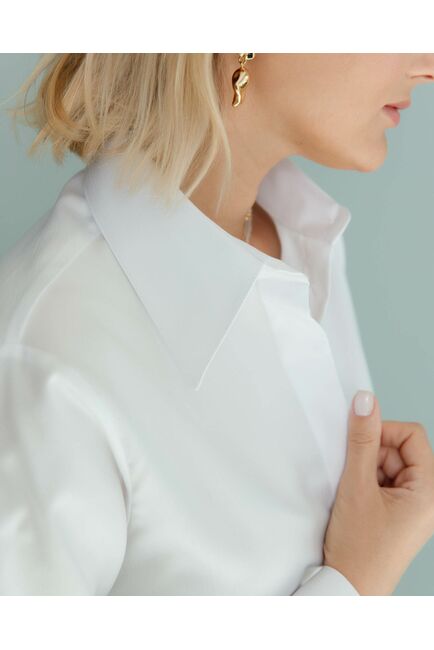 Женская рубашка  с пуговицами на боках белая - 8407 от byME 