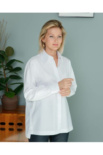 Женская рубашка  с пуговицами на боках белая - 8407 от byME 