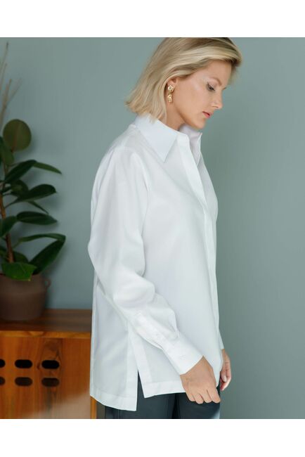 Женская рубашка  с пуговицами на боках белая - 8407 от byME 