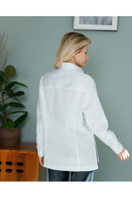 Женская рубашка  с пуговицами на боках белая - 8407 от byME 