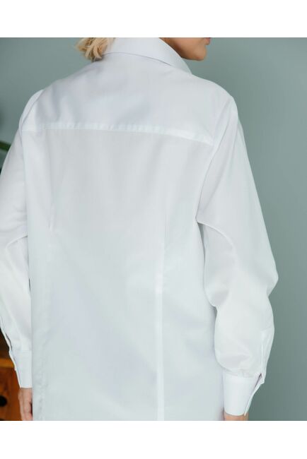 Женская рубашка  с пуговицами на боках белая - 8407 от byME 