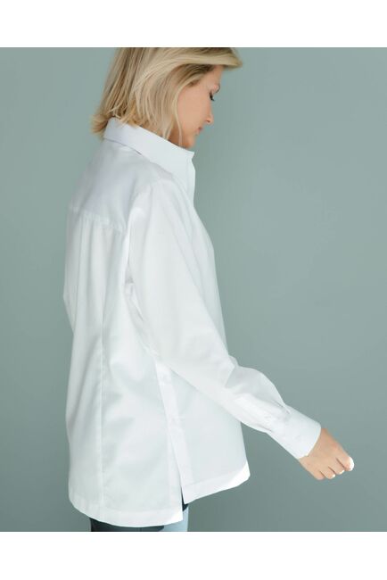 Женская рубашка  с пуговицами на боках белая - 8407 от byME 