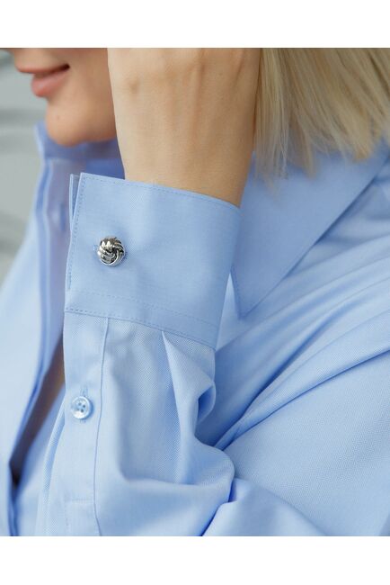Женская рубашка с  пуговицами на боках голубая - 8408 от byME 