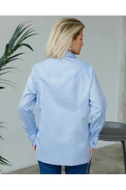 Женская рубашка с  пуговицами на боках голубая - 8408 от byME 