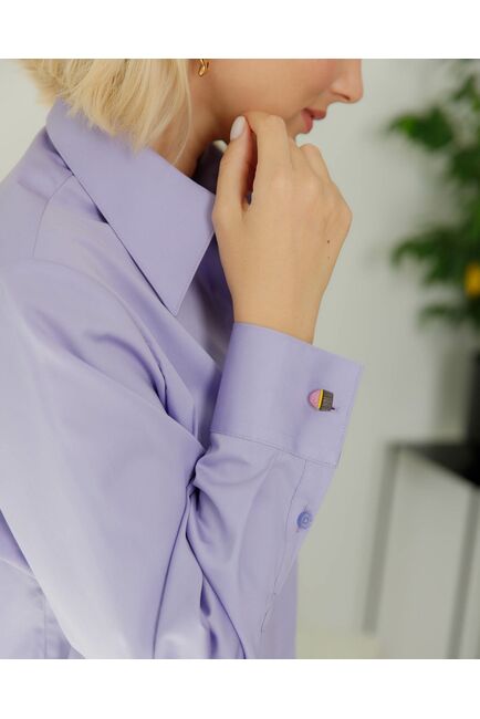 Женская рубашка с универсальным манжетом с пуговицами на боках сиреневая - 8409 от byME 