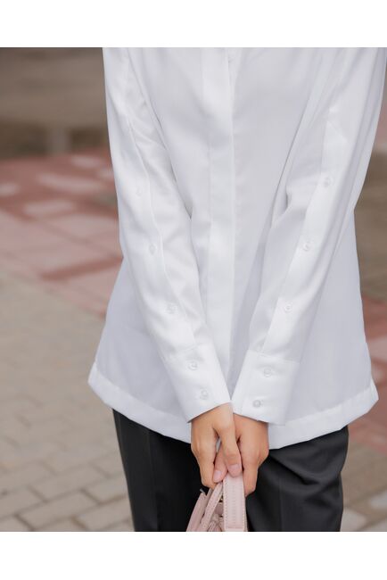 Женская рубашка с пуговицами на рукавах белая фактура "оксфорд" - 8438 от byME 