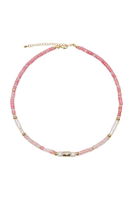 Чокер из Халцедон Жемчуг Розовый кварц Солнечный камень- S00100 от  