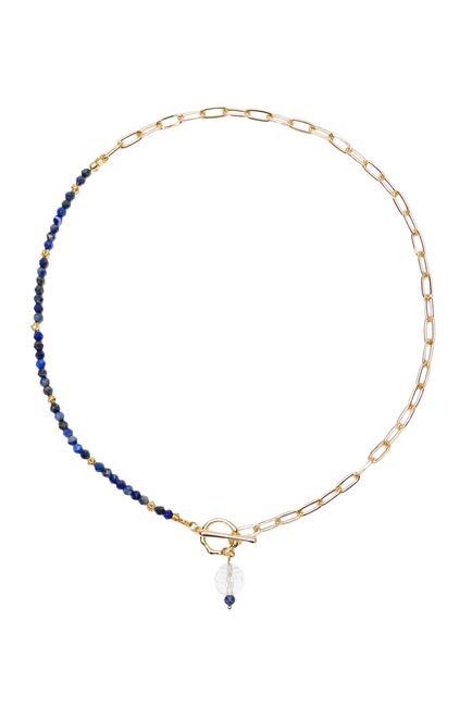 Чокер из лазурита и горного хрусталя - S00047 от  