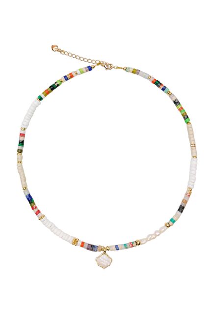 Чокер из микса минералов, раухотопаза, ракушек и хрусталя - S00115M от  