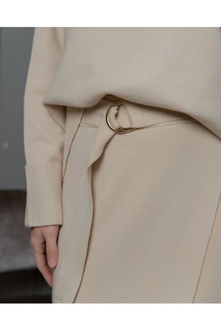 Юбка женская бежевая из трикотажа с ремнём от byME 