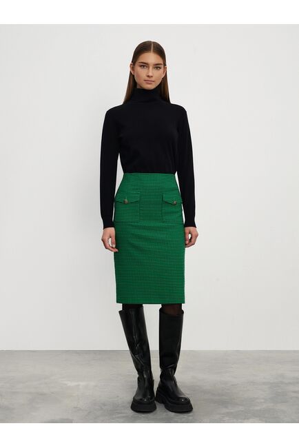 Женская юбка юбка-карандаш зелёная в клетку от byME 