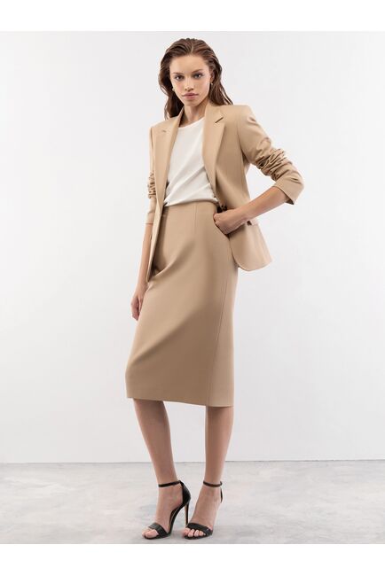 Юбка-карандаш на высокой посадке кофейная от byME 