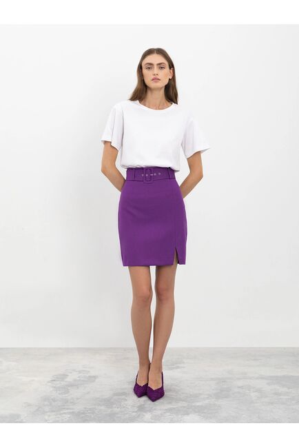 Юбка женская со съемным поясом фиолетовая от byME 