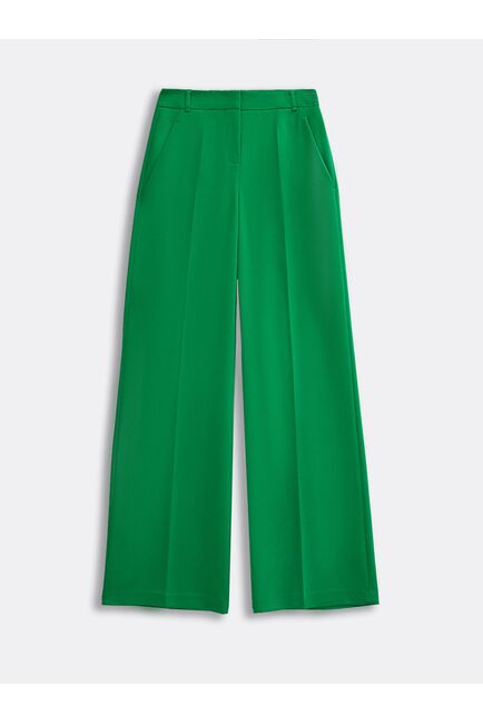 Прямые женские брюки из костюмной ткани зелёные от byME 