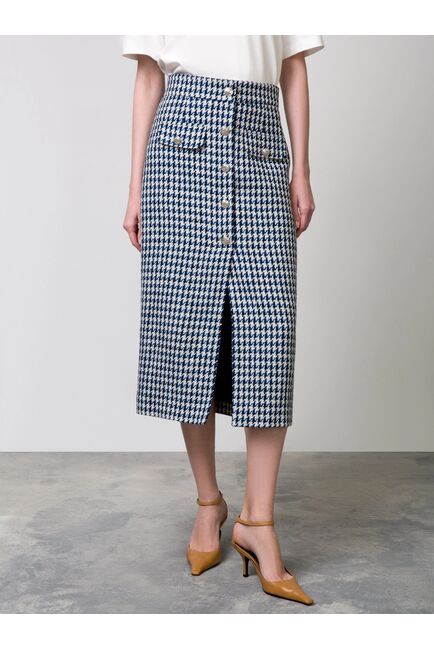 Женская юбка бежево-синяя "гусиная лапка" от byME 