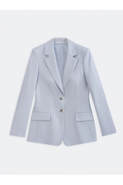 Женский однобортный приталенный жакет голубой от byME 