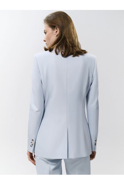 Женский однобортный приталенный жакет голубой от byME 