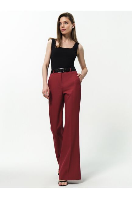 Брюки женские клёш брусничные от byME 